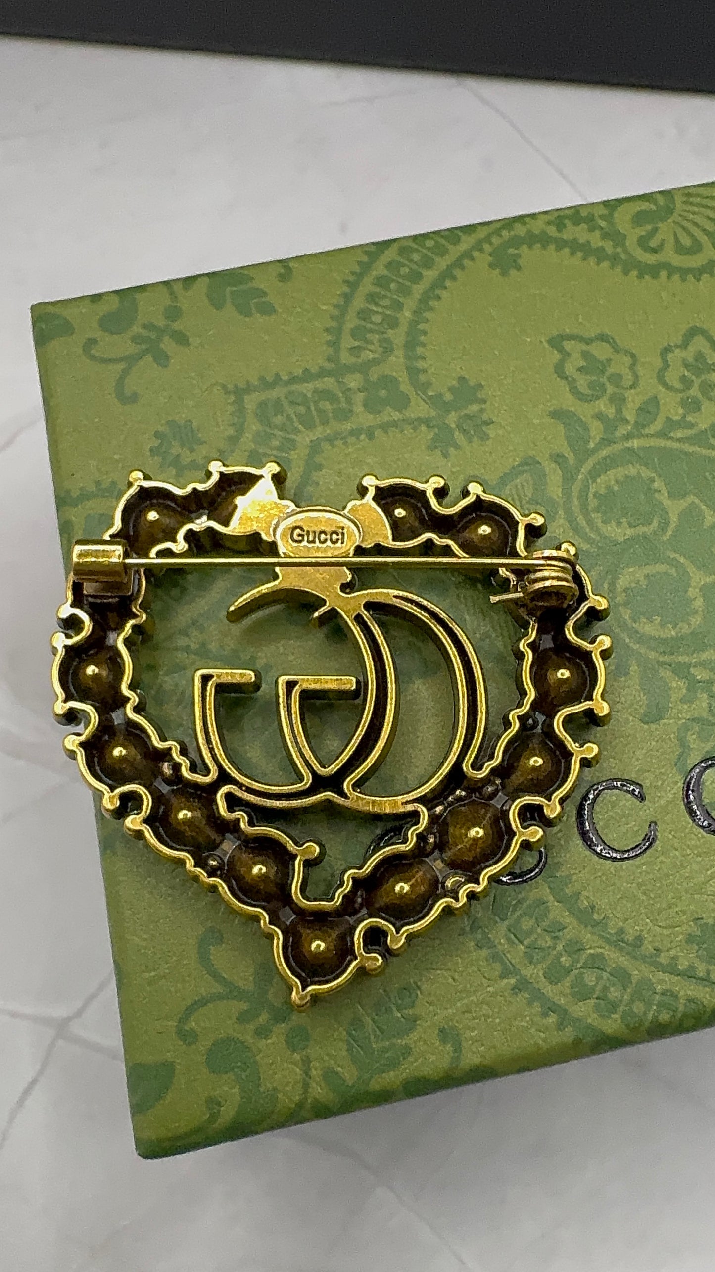 G.G Antique Brass Heart Brooch pin