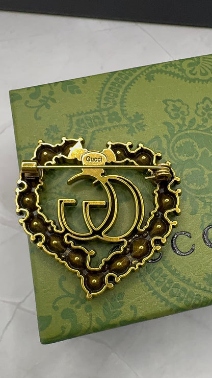 G.G Antique Brass Heart Brooch pin