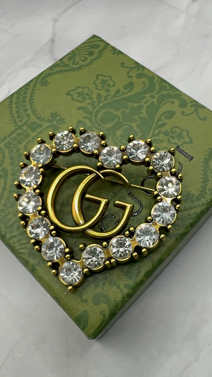 G.G Antique Brass Heart Brooch pin