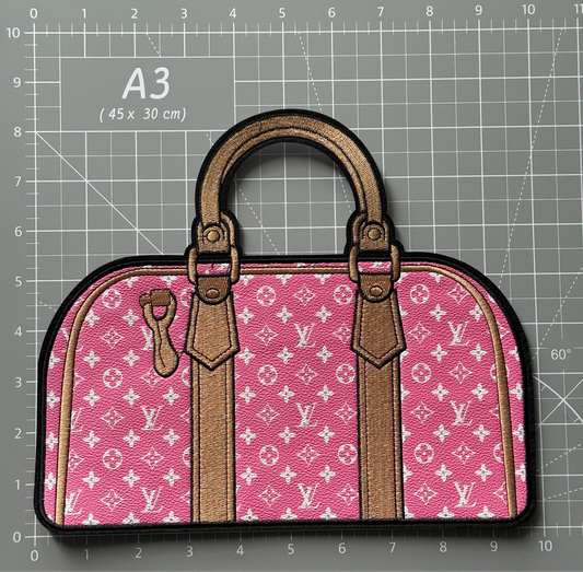 Pink Leather LV tongue Iron-on Patch 10inch