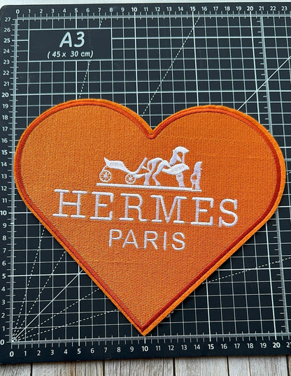 Orange Heart H. Iron-on Patch