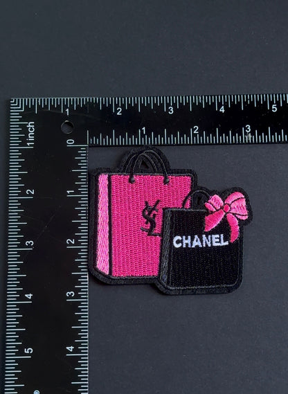 Pink and Black Tote Iron on Patch