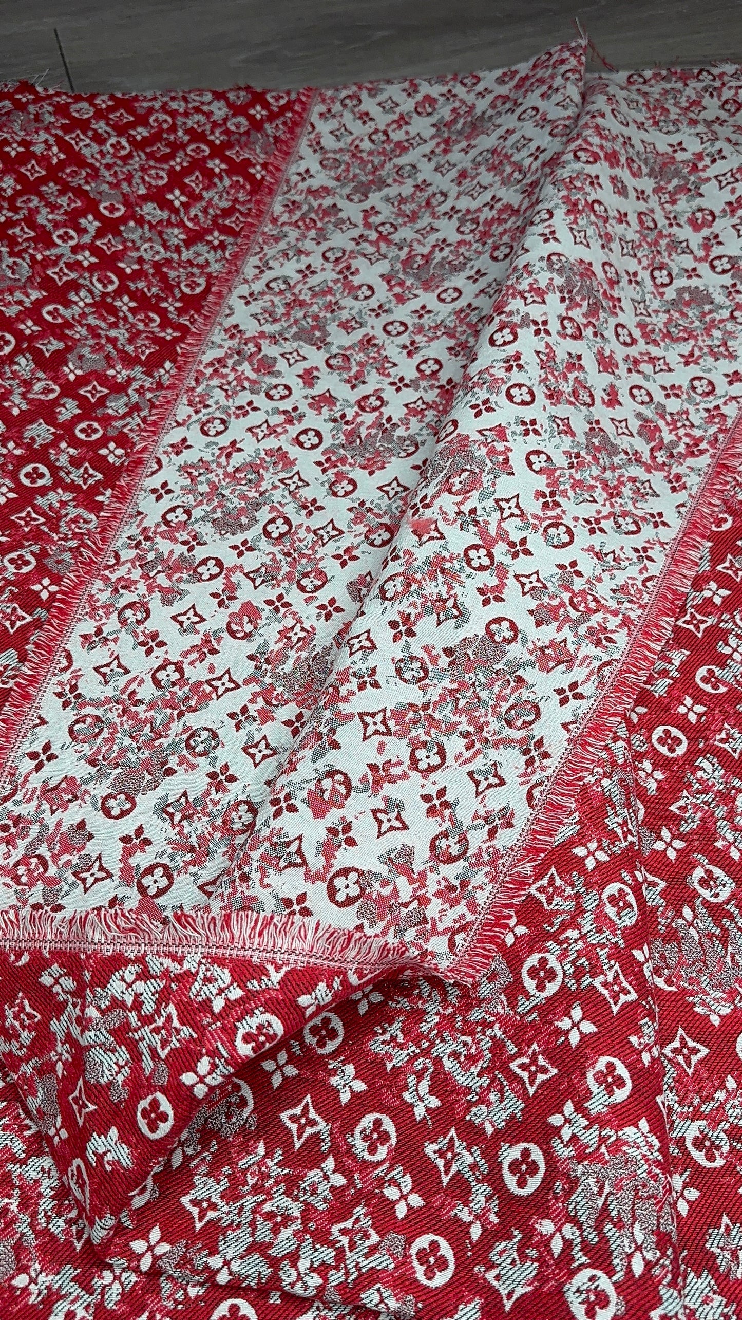 LV Red Jacquard Fabric