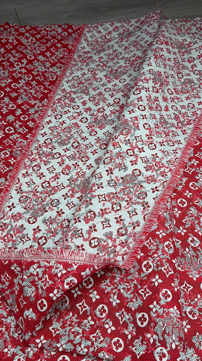 LV Red Jacquard Fabric