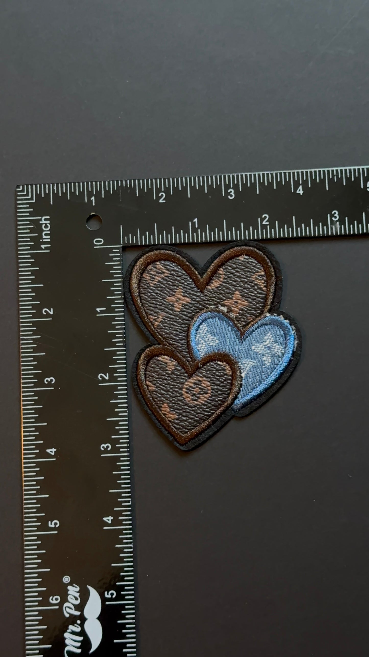 Leather & Denim Heart LV patch