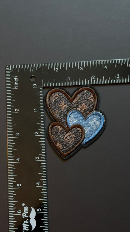 Leather & Denim Heart LV patch