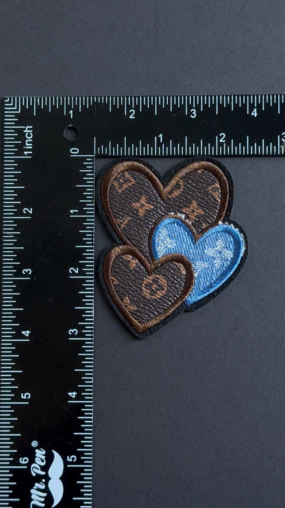 Leather & Denim Heart LV patch