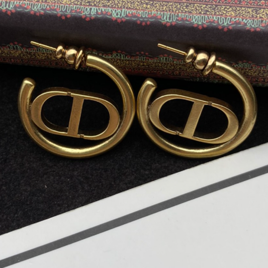 High Quality Luxury Hoop Women's Earrings - Gold
