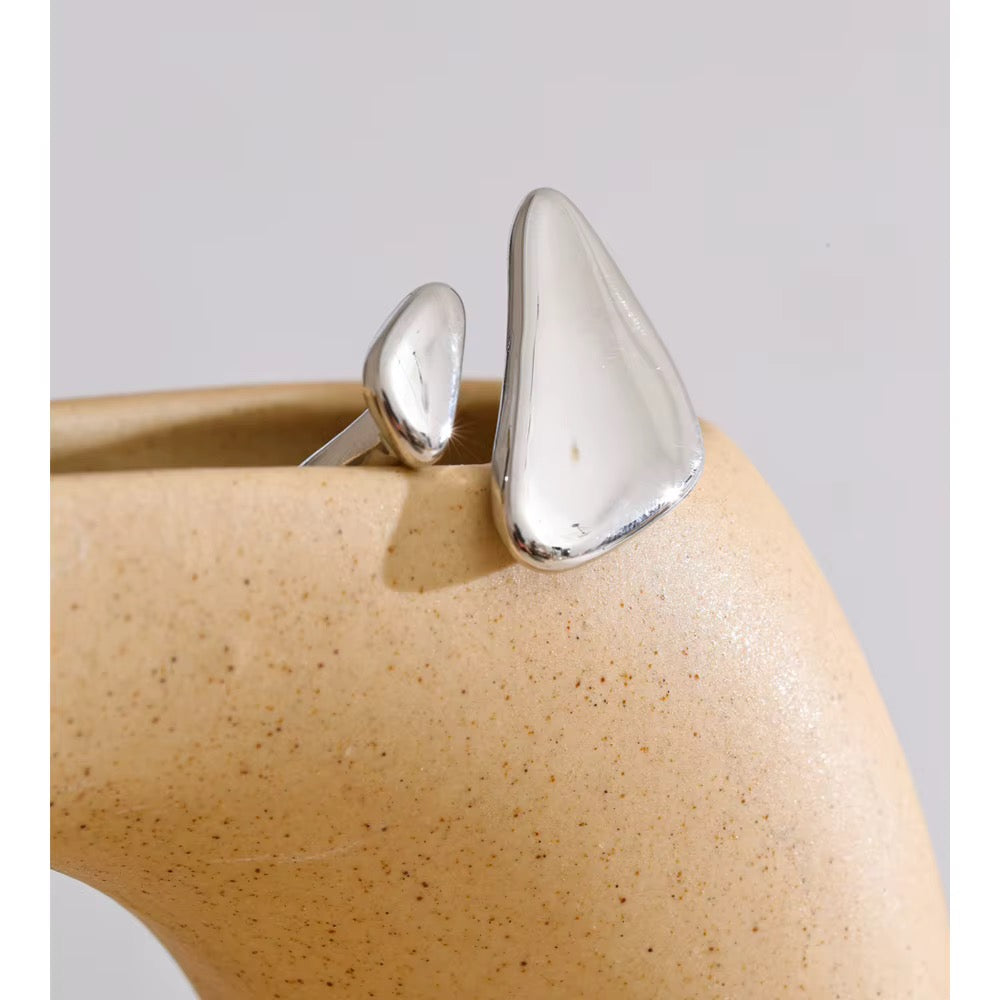 18K Gold Plated Geometric Waterproof Adjustable Stainless Steel Ring