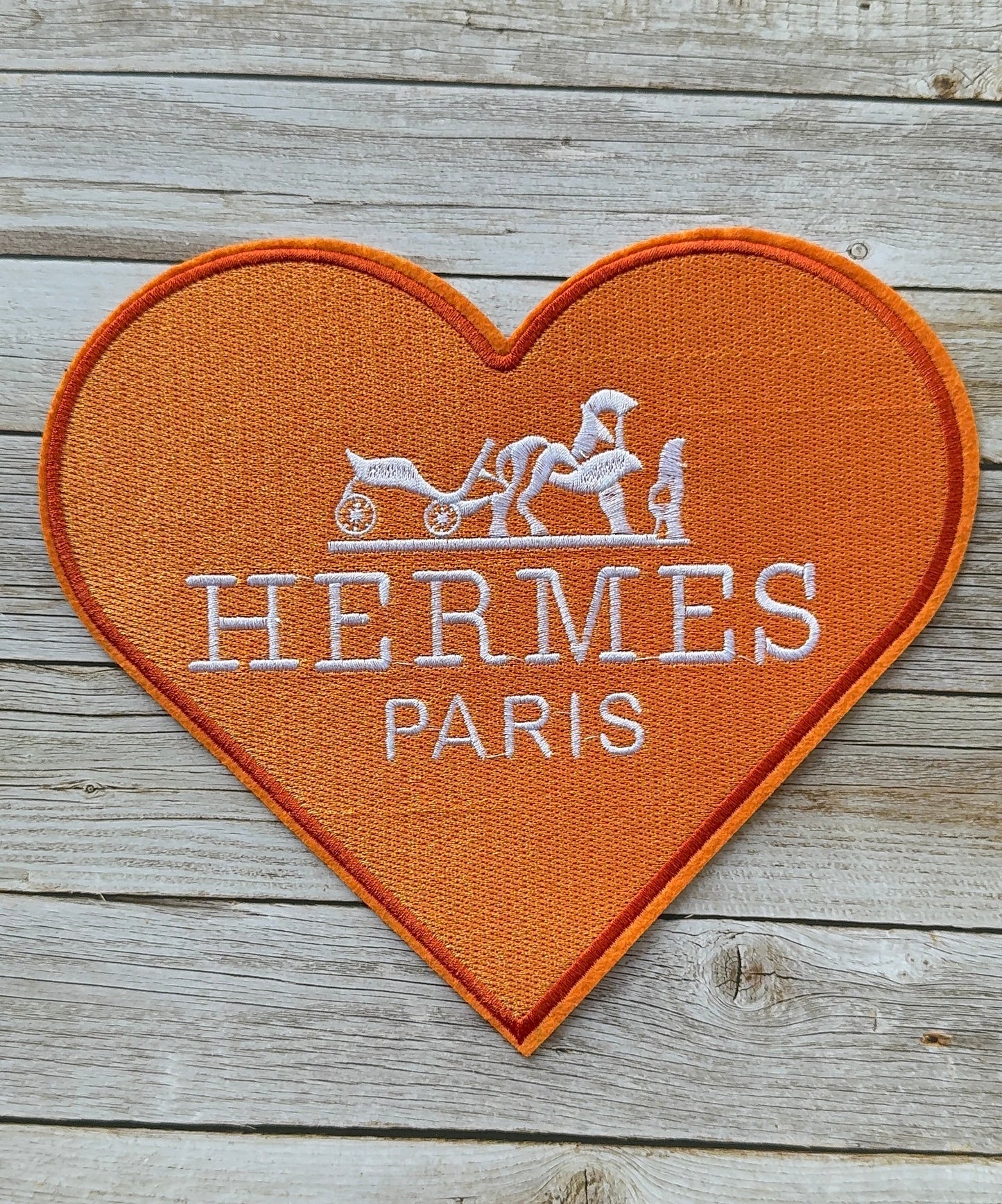 Orange Heart H. Iron-on Patch