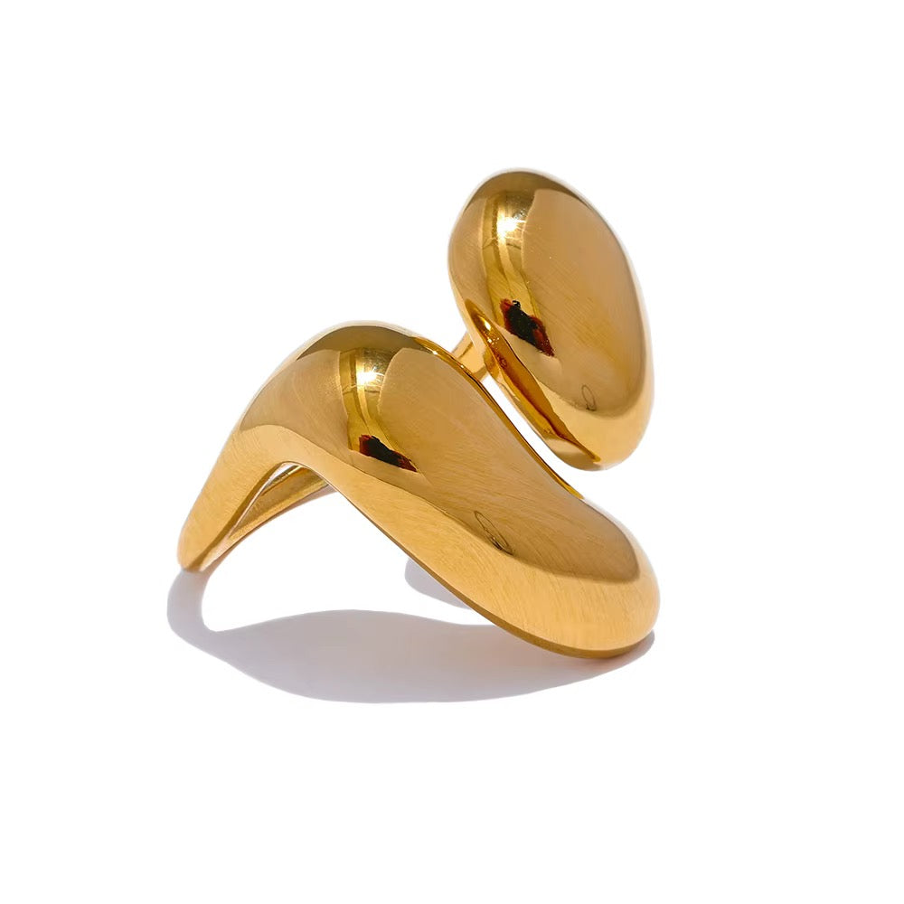 18K Gold Plated Metal Casting Stainless Steel Water Resistant Ring