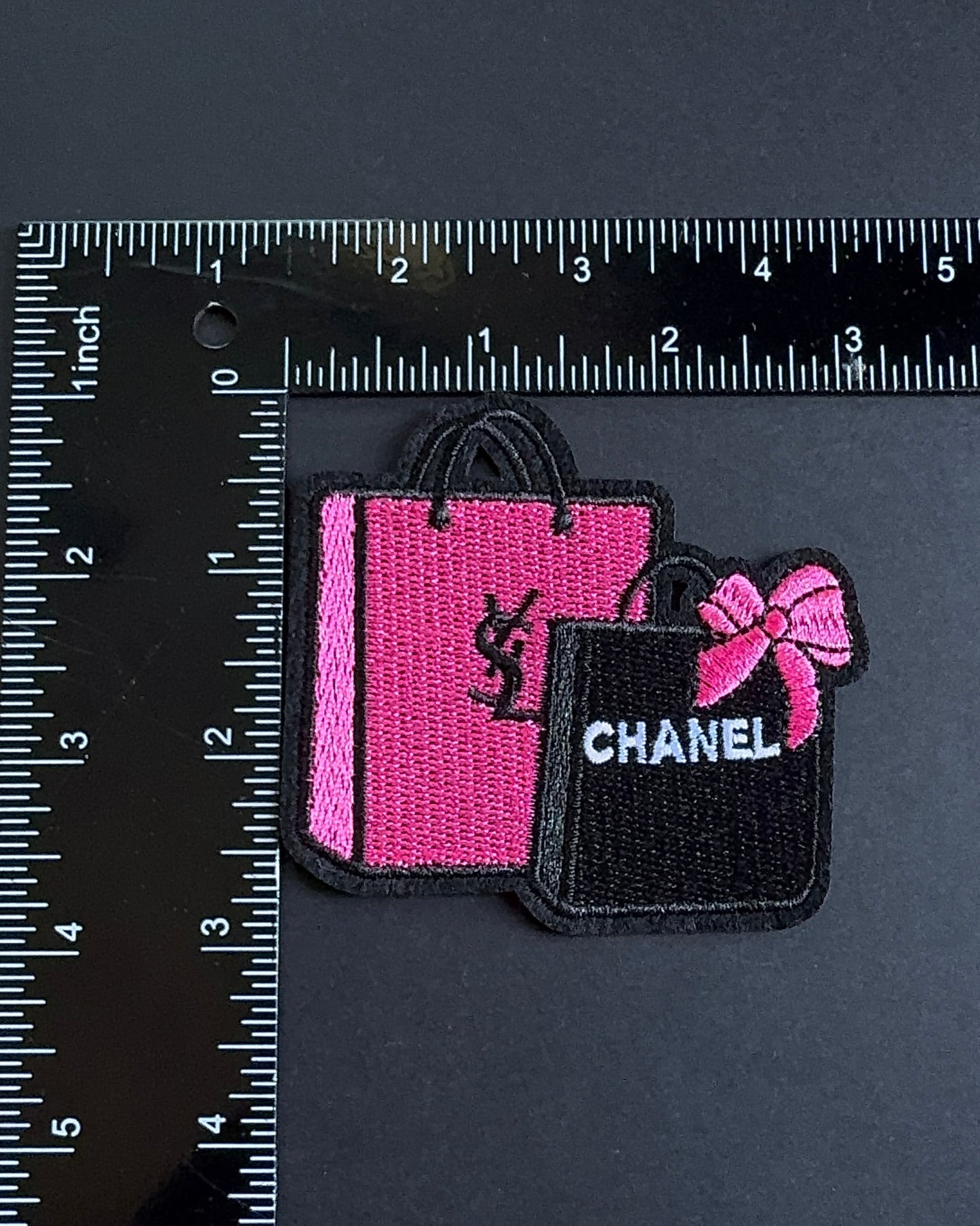 Pink and Black Tote Iron on Patch