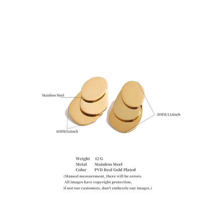 Geometric layered Disc Drop Stainless  PVD Gold plated Earrings