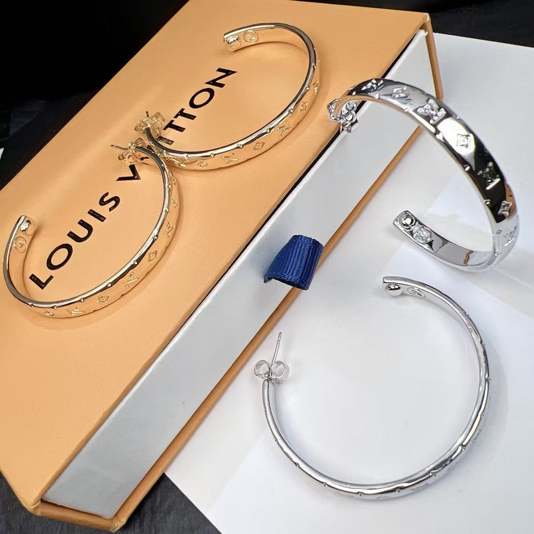 High-End Steel L.V Hoop Earrings