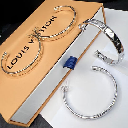 High-End Steel L.V Hoop Earrings