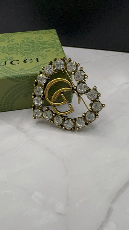 G.G Antique Brass Heart Brooch pin
