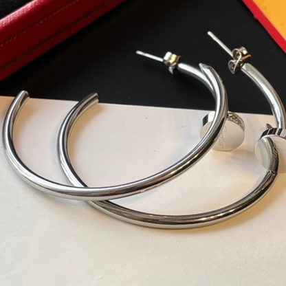 High Quality Luxury Hoop Women's Earrings - Silver
