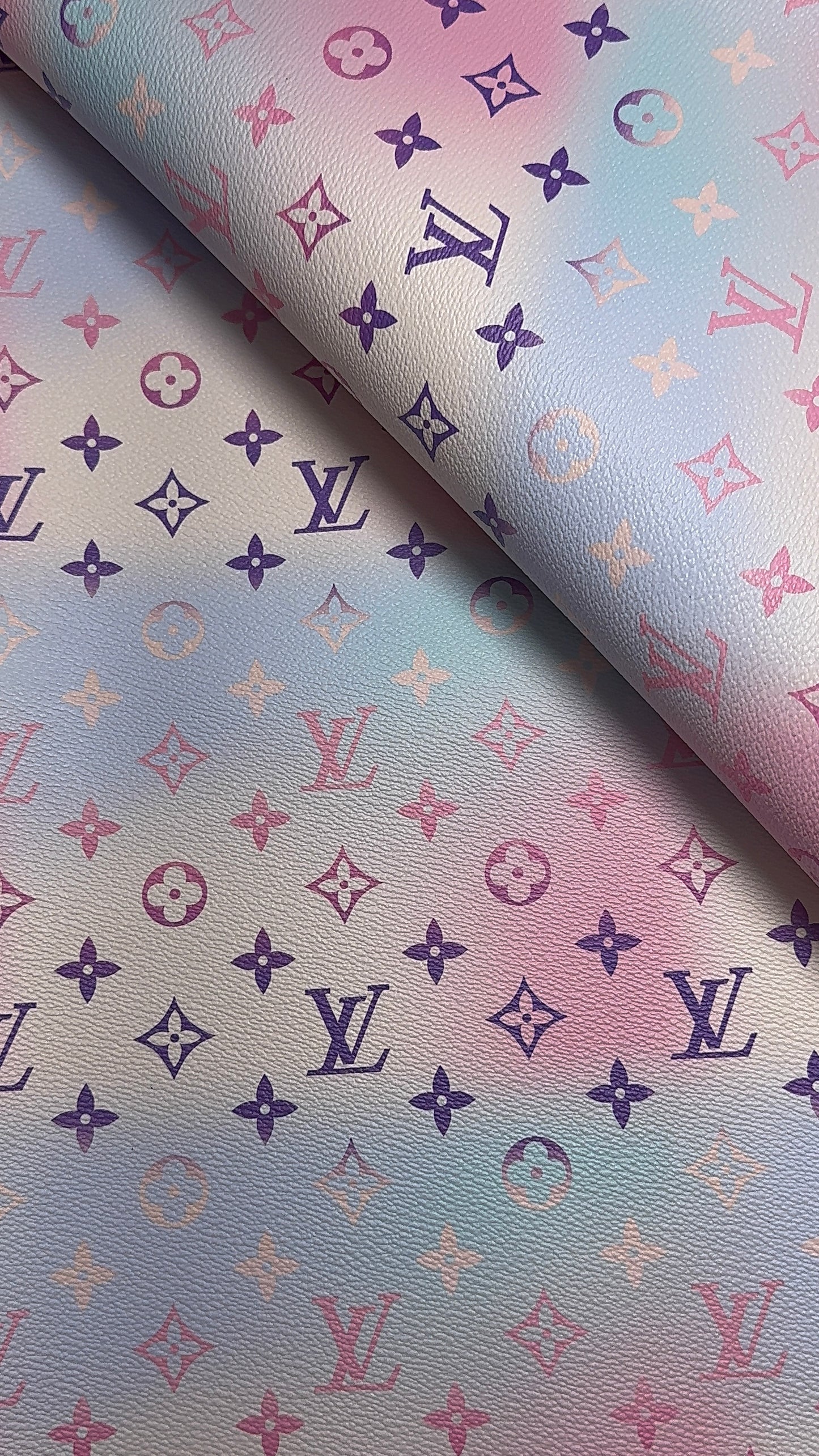 Luxury Pastel pink LV Monogram Faux Leather Fabric – Designer-Inspired Finish