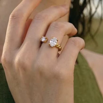 18K Gold Plated Minimalist Multi Wire Knot Stainless Steel Dainty Stackable Ring (Copy)