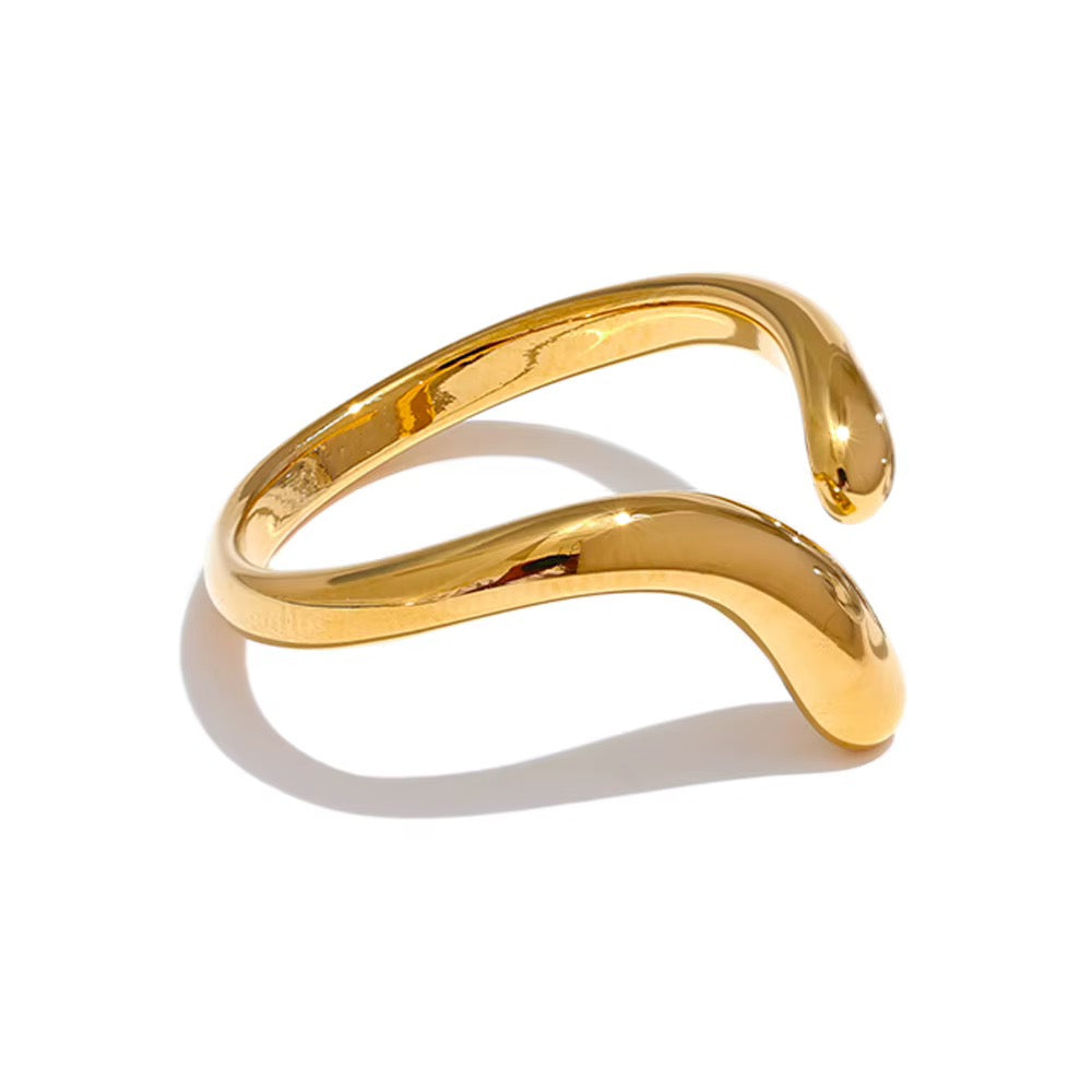 18K Gold Plated Hypoallergenic Minimalist Chic Adjustable Stainless Steel Ring