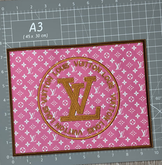 XL pink Leather fabric square Patch
