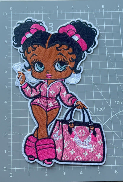Pink Leather LV Betty Iron-on Patch 10inch