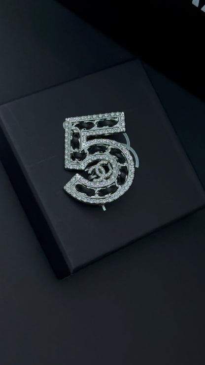 Luxury C.C No. 5 Silver Brooch pin