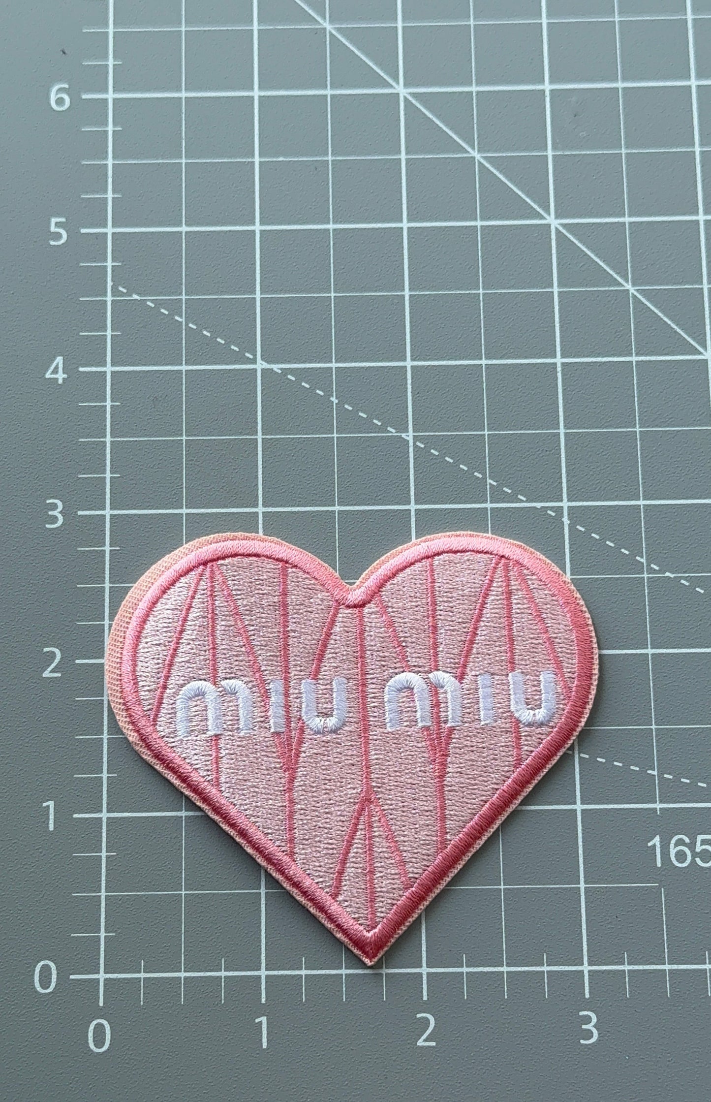 Miu pink heart iron-on patch