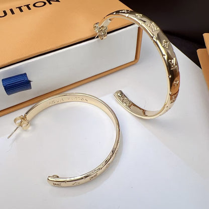 High-End Steel L.V Hoop Earrings
