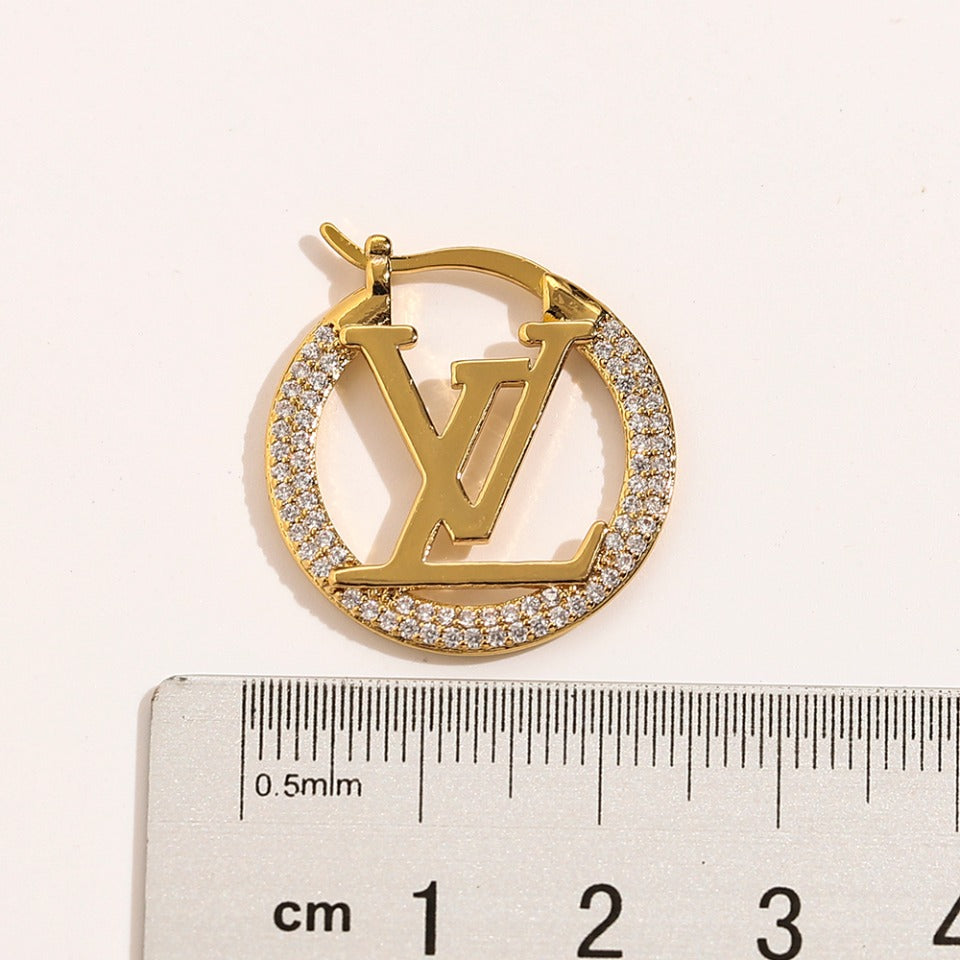 L.V Inspired Copper with micro-set zircon earrings