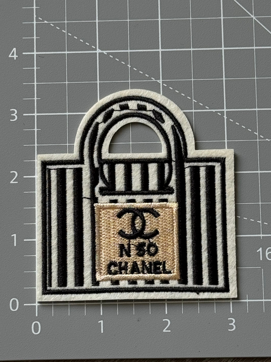 Black and Creme Stripe C.C Purse Patch