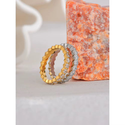 18K Gold Plated Waterproof Stainless Steel Exquisite Cubic Zirconia Adjustable Ring