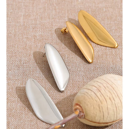 18K Gold Plated Waterproof Fluid Leaf Drop Stainless Steel Irregular Geo statement Earrings