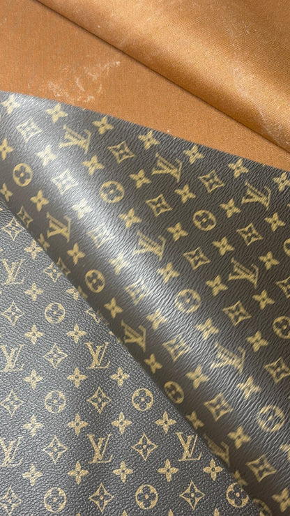 Luxury LV Monogram Faux Leather Fabric – Designer-Inspired Finish