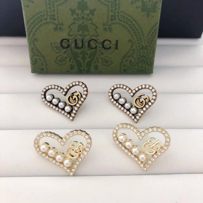 High-End Steel G.G Heart Earrings