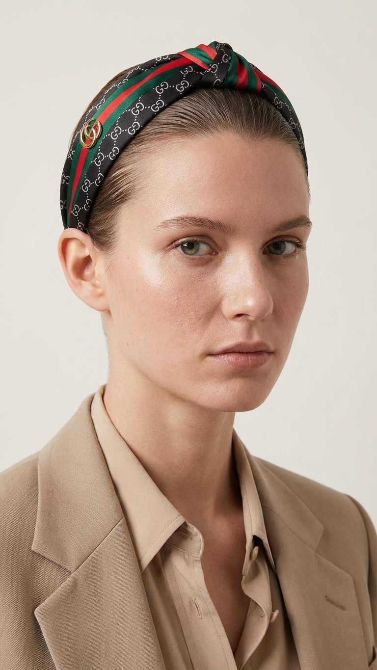 Luxury Knotted Headband | Monogram & Web Stripe