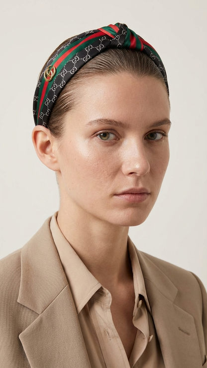 Luxury Knotted Headband | Monogram & Web Stripe