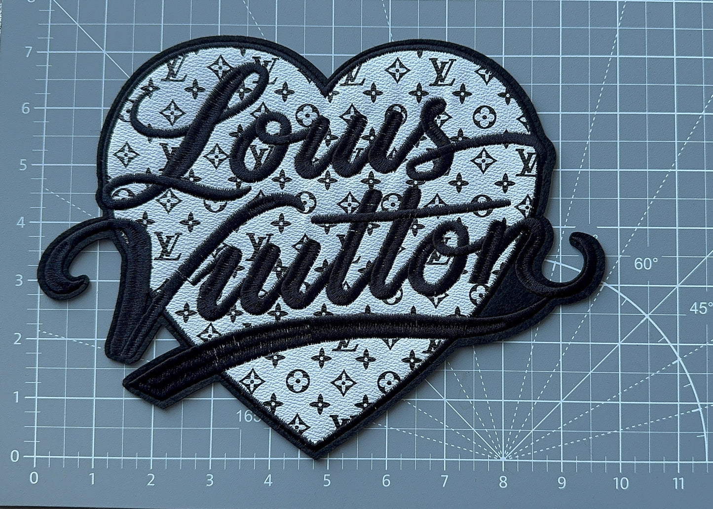XL White and Black Heart L.V Patch