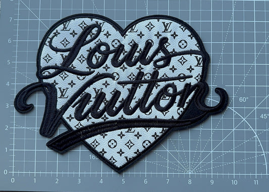 XL White and Black Heart L.V Patch