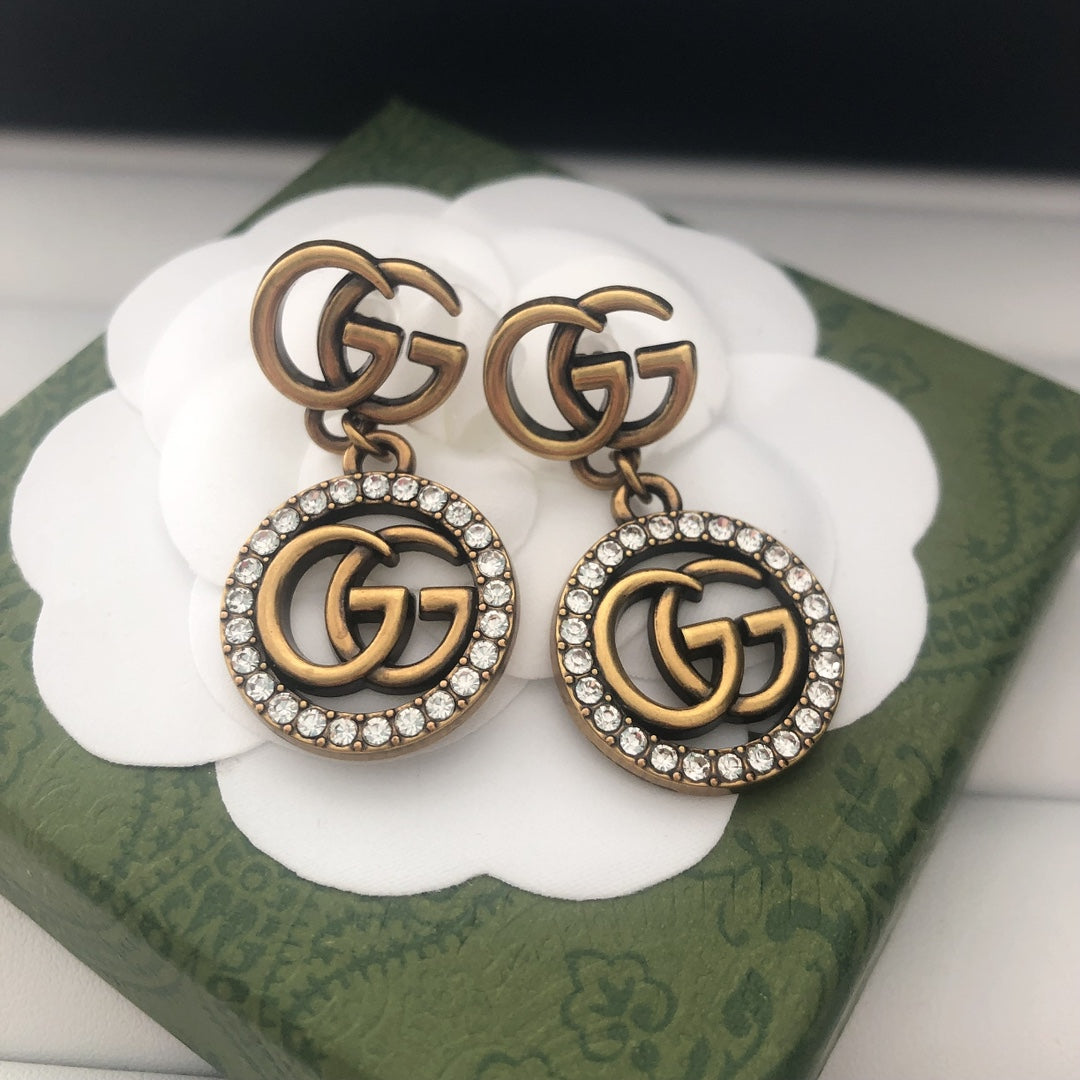 High-End Gold-plated bronze G.G Drop Earrings