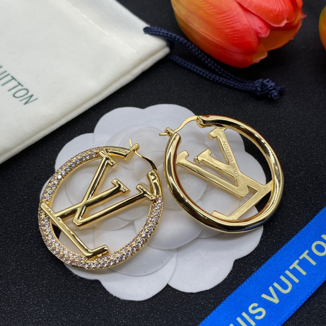 High Quality Zircon L.V Hoop Women's Earrings