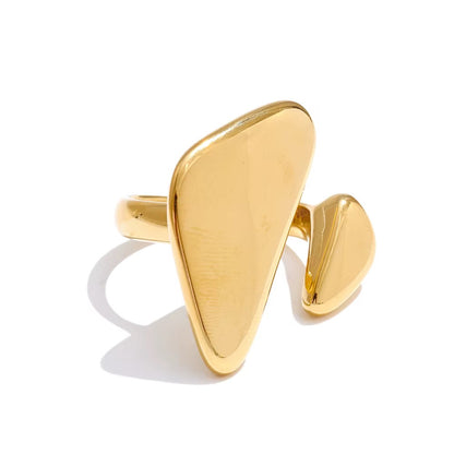 18K Gold Plated Geometric Waterproof Adjustable Stainless Steel Ring