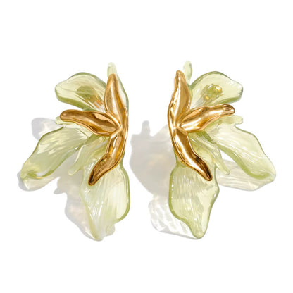 18K Gold Plated Vintage Aesthetic Resin Stainless Steel Earrings