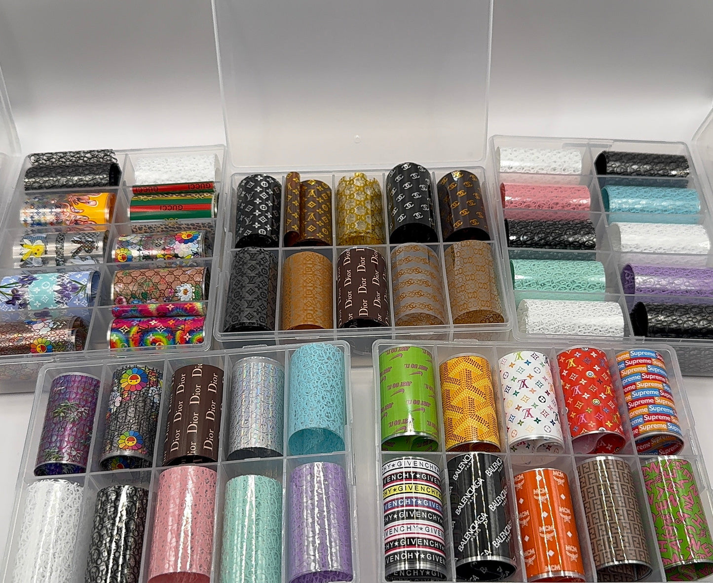 Luxury Designer-Inspired Nail Transfer Foil Set of(10 Rolls)- Colorful set