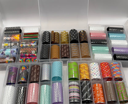 Luxury Designer-Inspired Nail Transfer Foil Set of(10 Rolls)- Colorful set