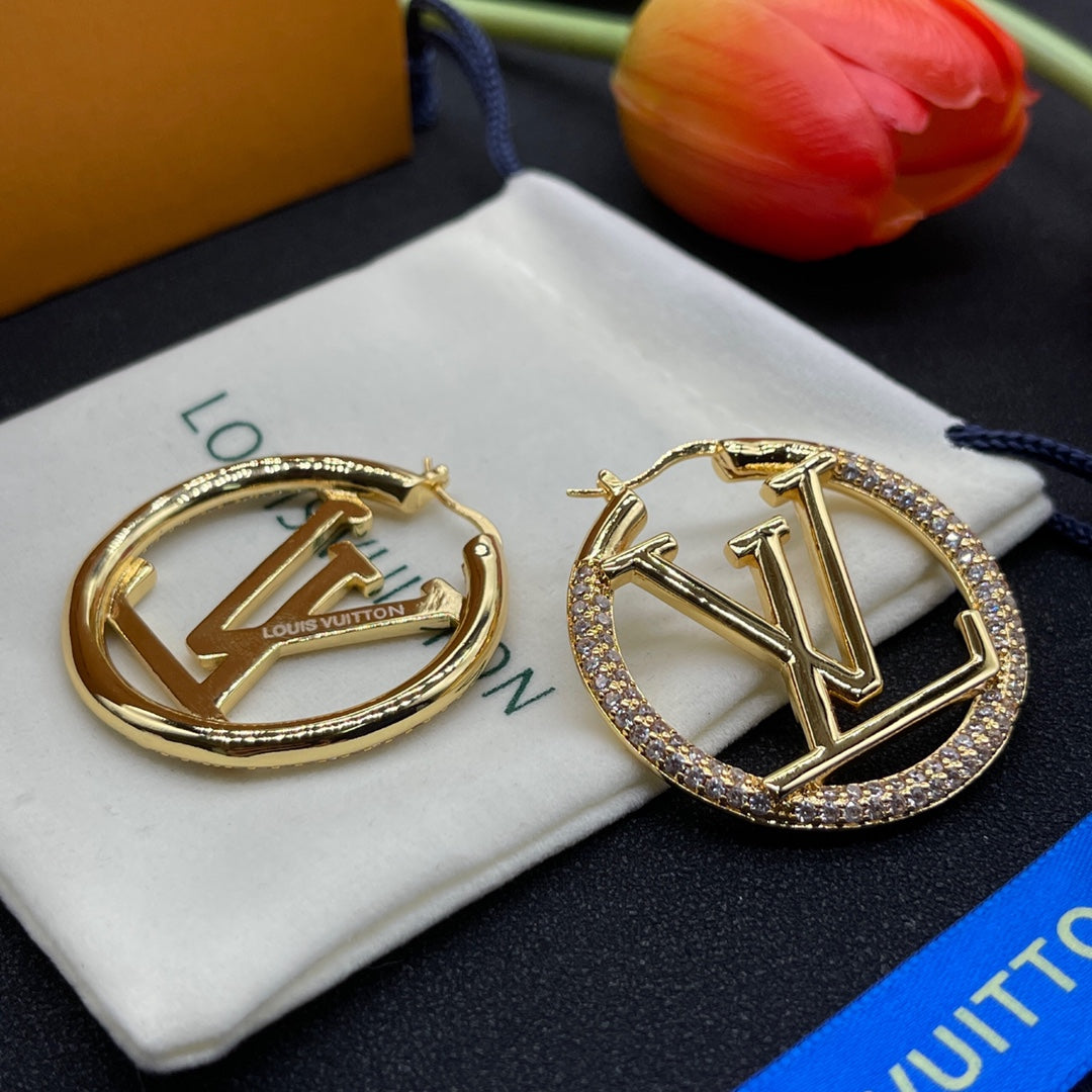 High Quality Zircon L.V Hoop Women's Earrings