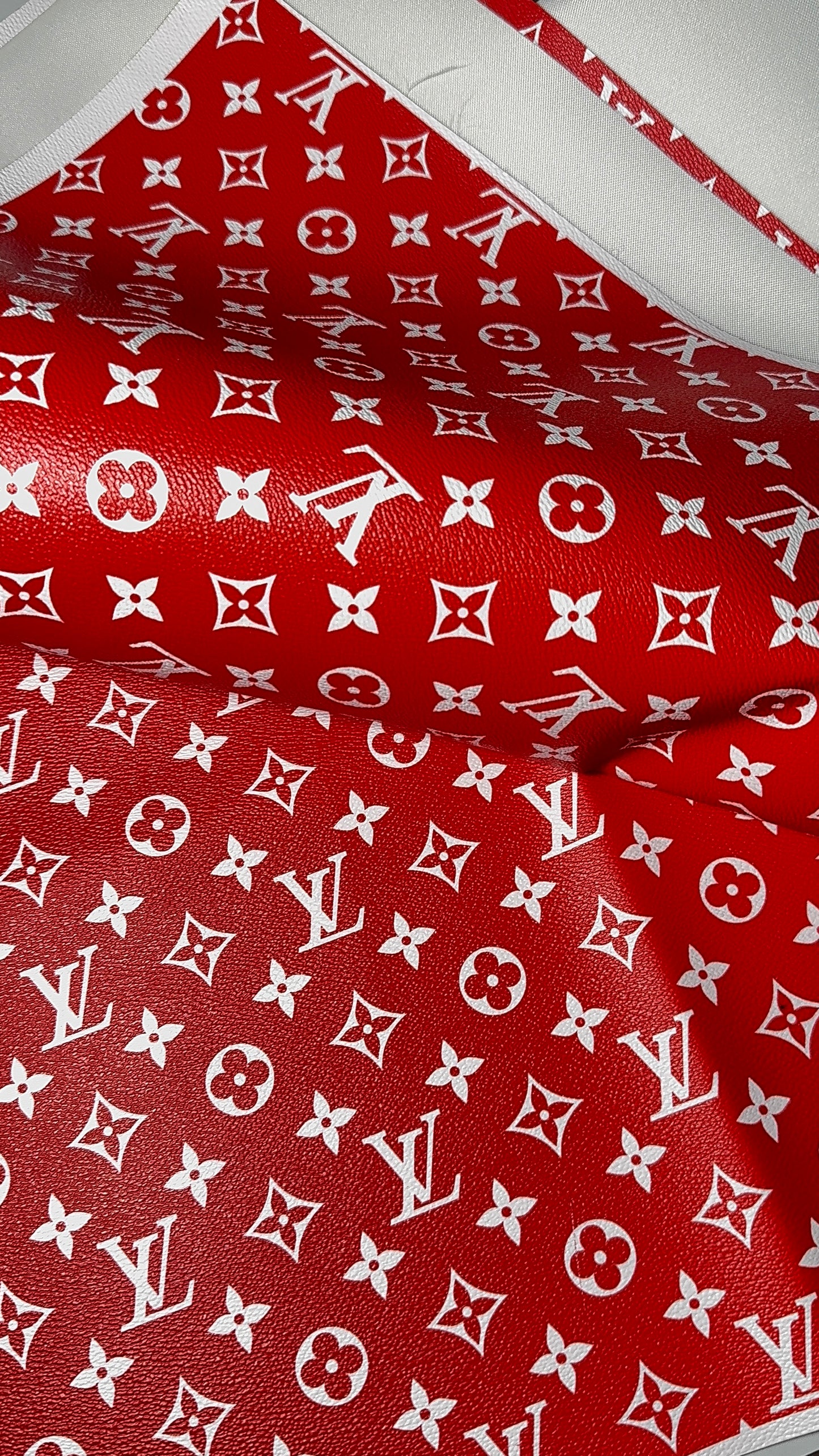 Luxury LV Monogram Faux Leather Fabric – Designer-Inspired Finish