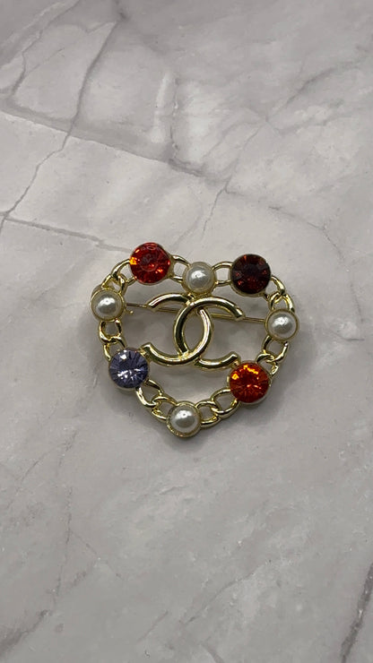 High Quality C.C Heart Brooch pin