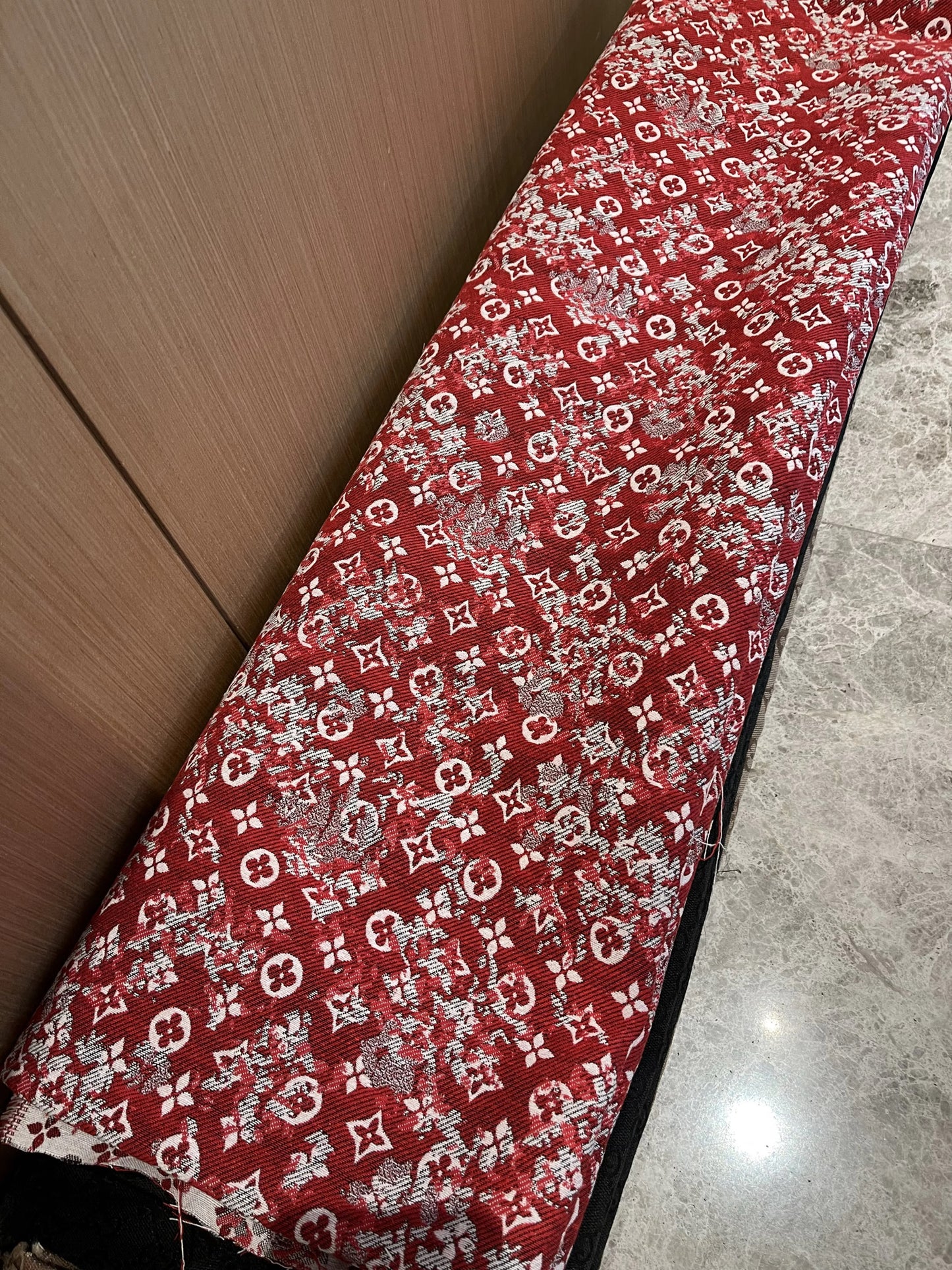LV Red Jacquard Fabric