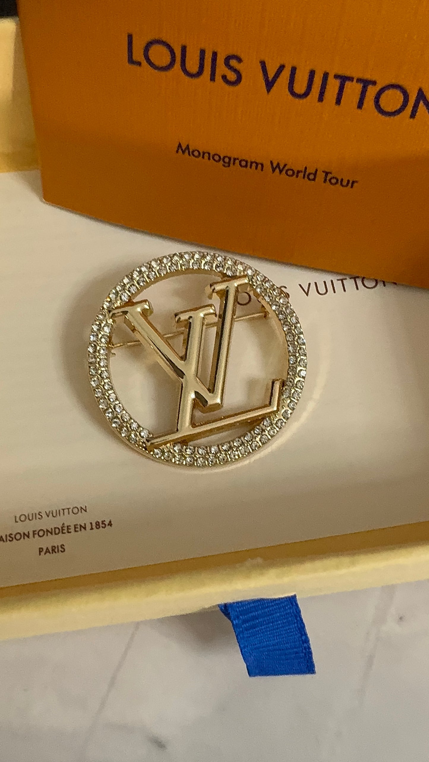 Crystal L V Brooch Pin